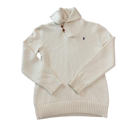 Polo Ralph Lauren Other - Polo Ralph Lauren Girl Size Large 10/12 Knit Cream Sweater Cowl Neck Soft Winter